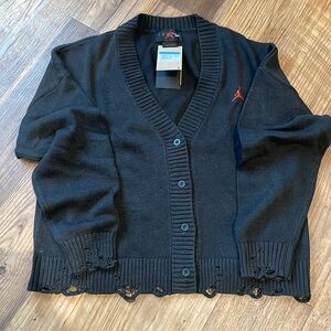 Air Jordan Distressed Cardigan Sweater NWT
